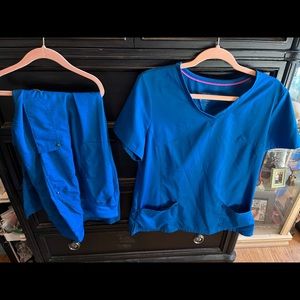 Royal blue, large (top and bottoms) Purple Label Yoga scrub set